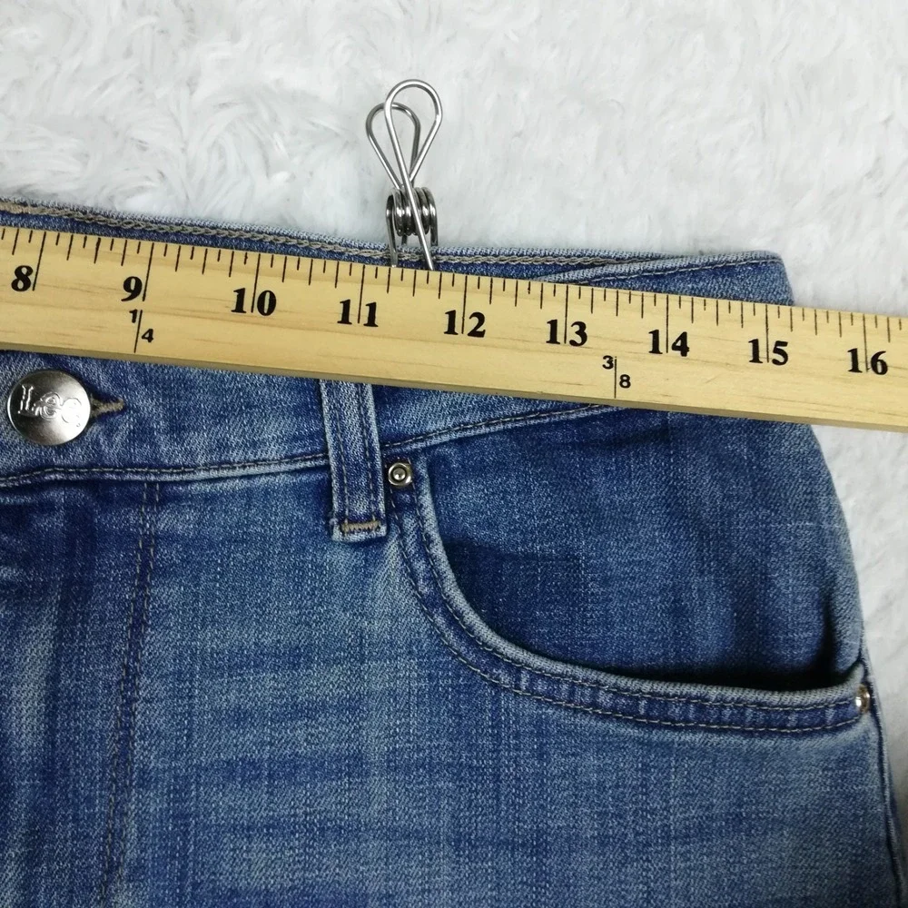 Lee Womens Jeans Straight Leg Relaxed Fit Blue‎ Denim Mid Light Wash Long 12L